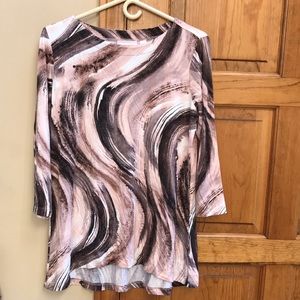 Belle by Kim Gravel size small top 3/4 length sleeve multi colored